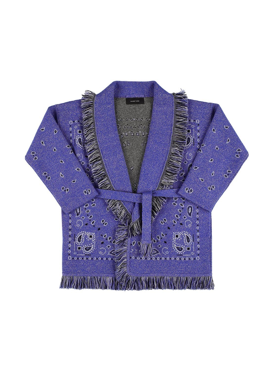Alanui Kids' Jacquard Cashmere Blend Knit Jacket In Blue