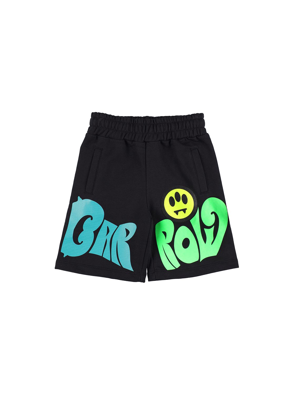 Barrow Logo Print Cotton Sweat Shorts In Black