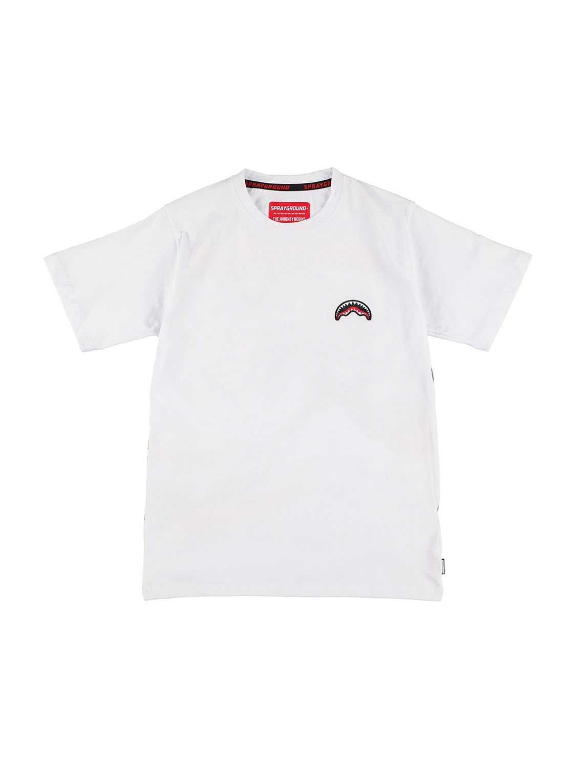 Sprayground Kids' Wave印花棉质平纹针织t恤 In White
