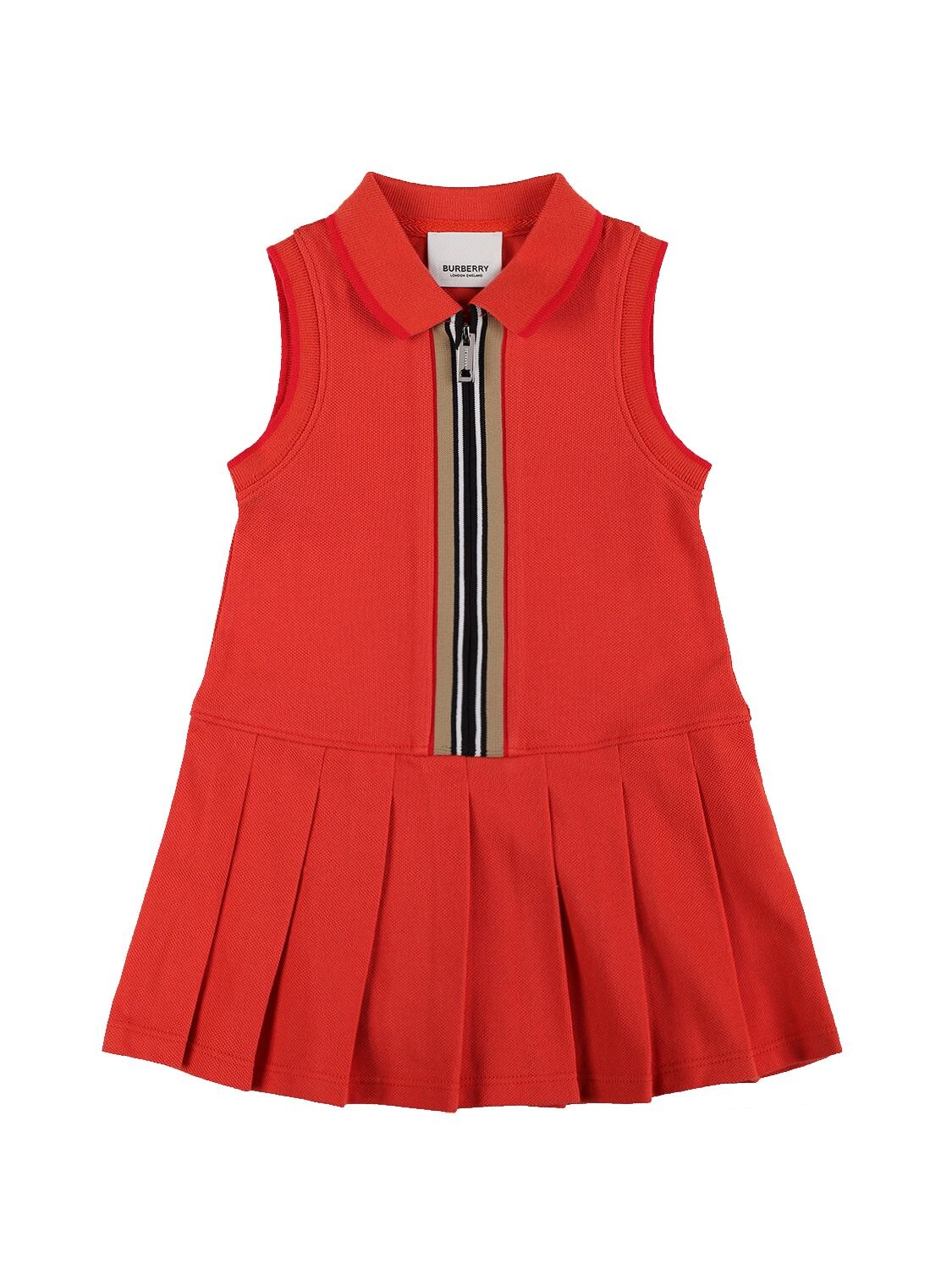 Icon Stripe Pleated Cotton Polo Dress