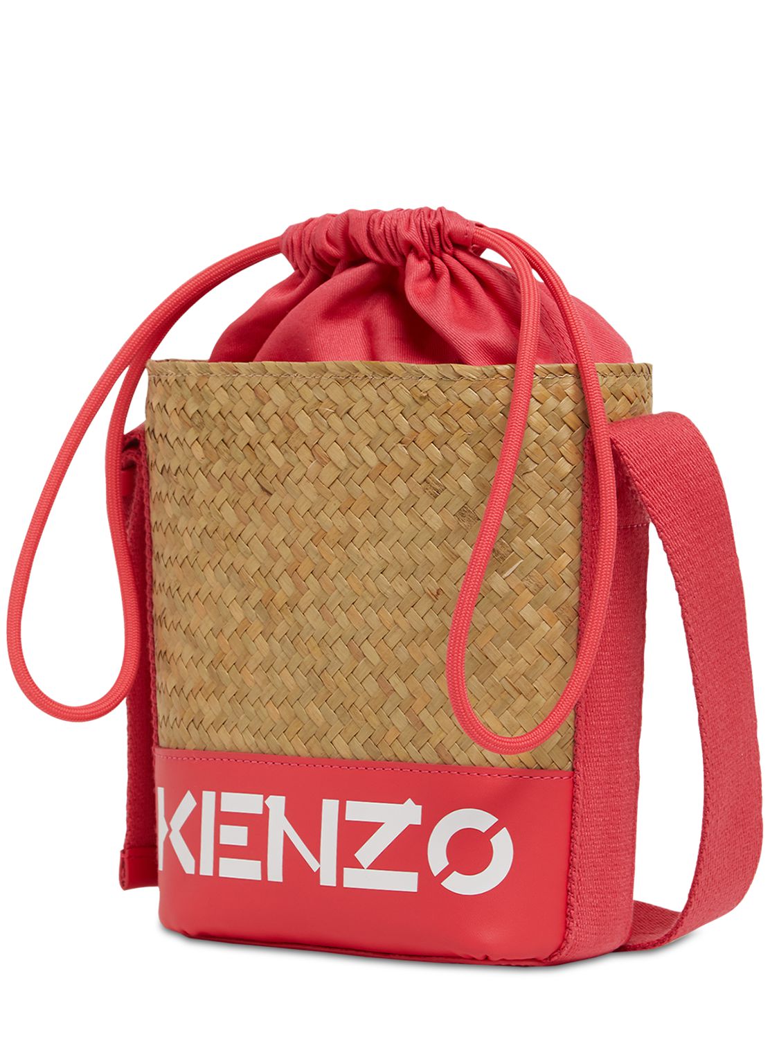 Kenzo Logo Straw Bucket Bag In Beige,pink ModeSens