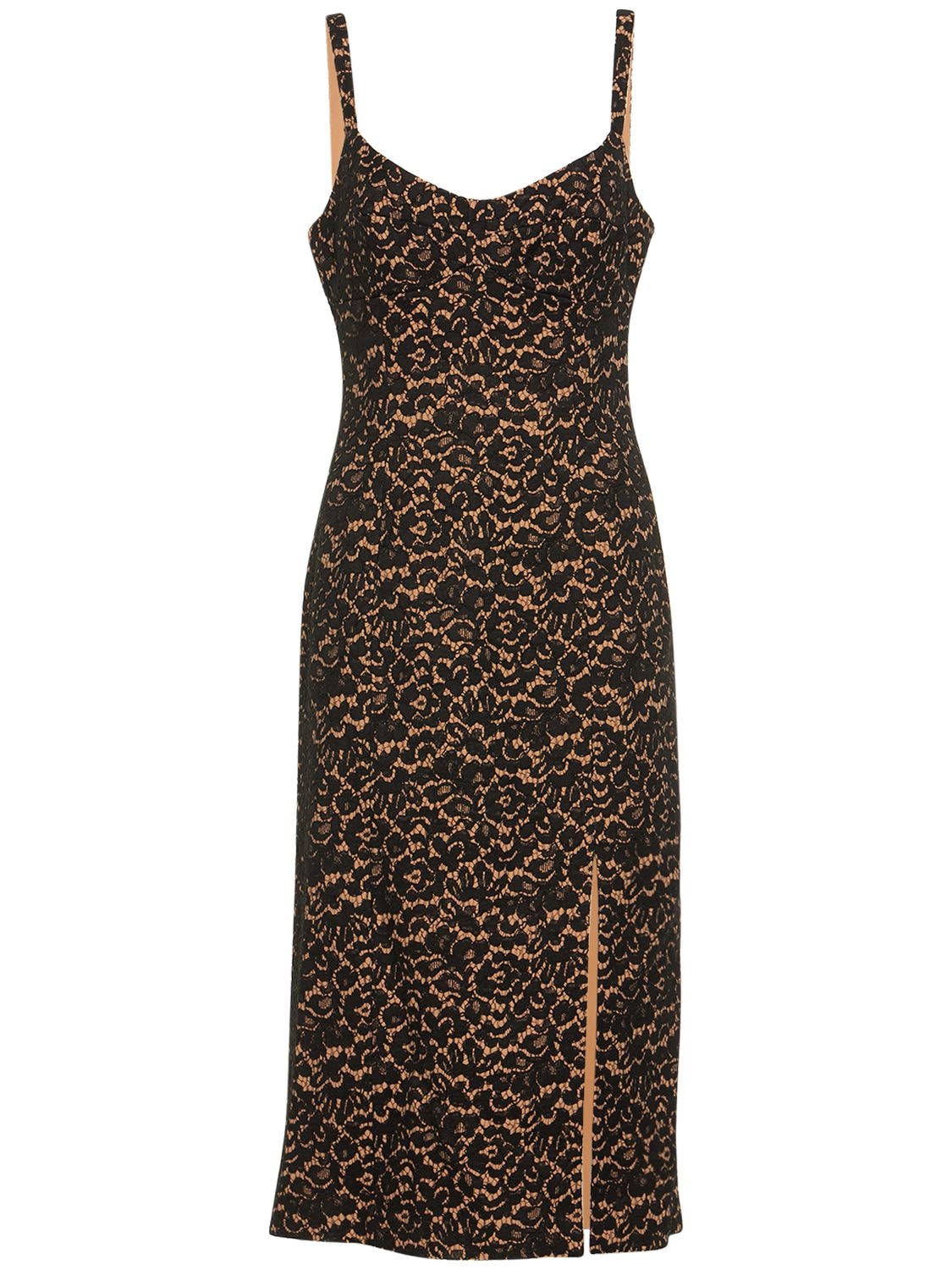 MICHAEL KORS RAYON BLEND CHECKED MIDI DRESS 