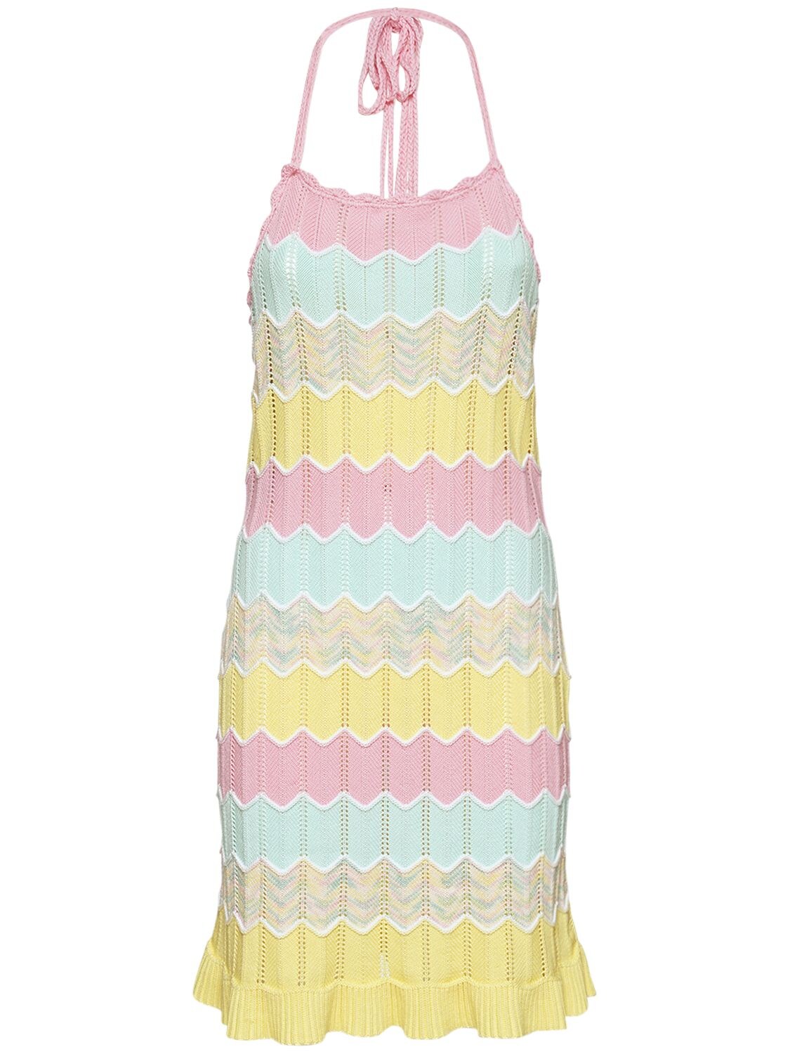 Crocheted Cotton Blend Mini Dress
