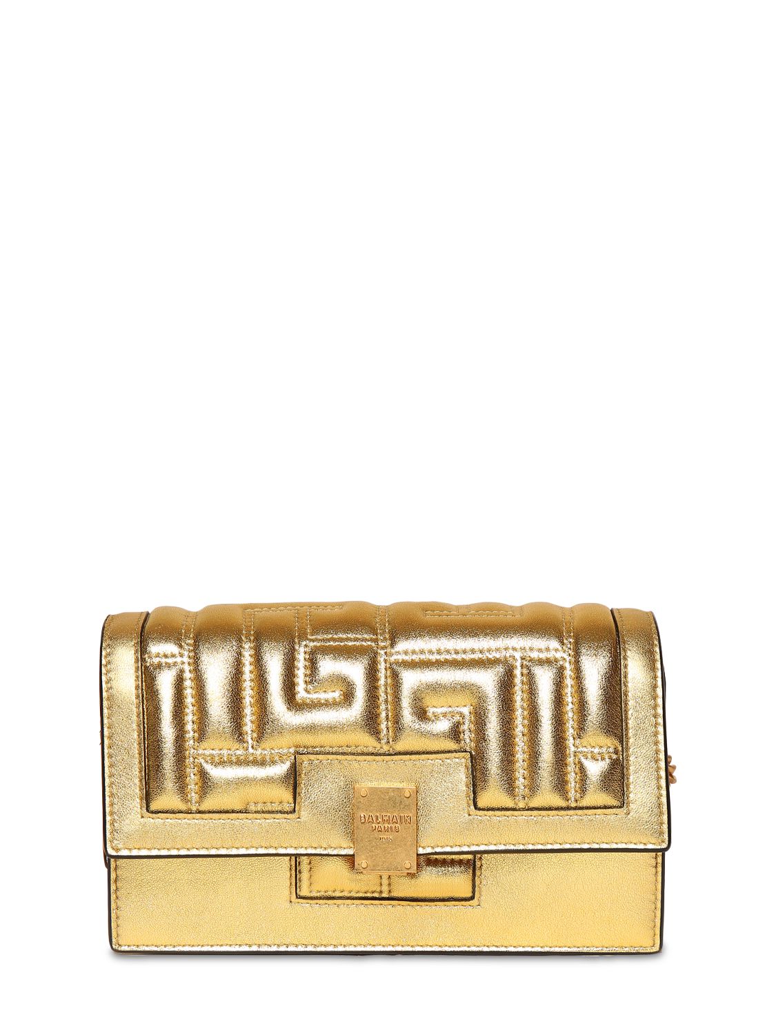 Balmain Mini 1945 Quilted Leather Shoulder Bag In Gold ModeSens