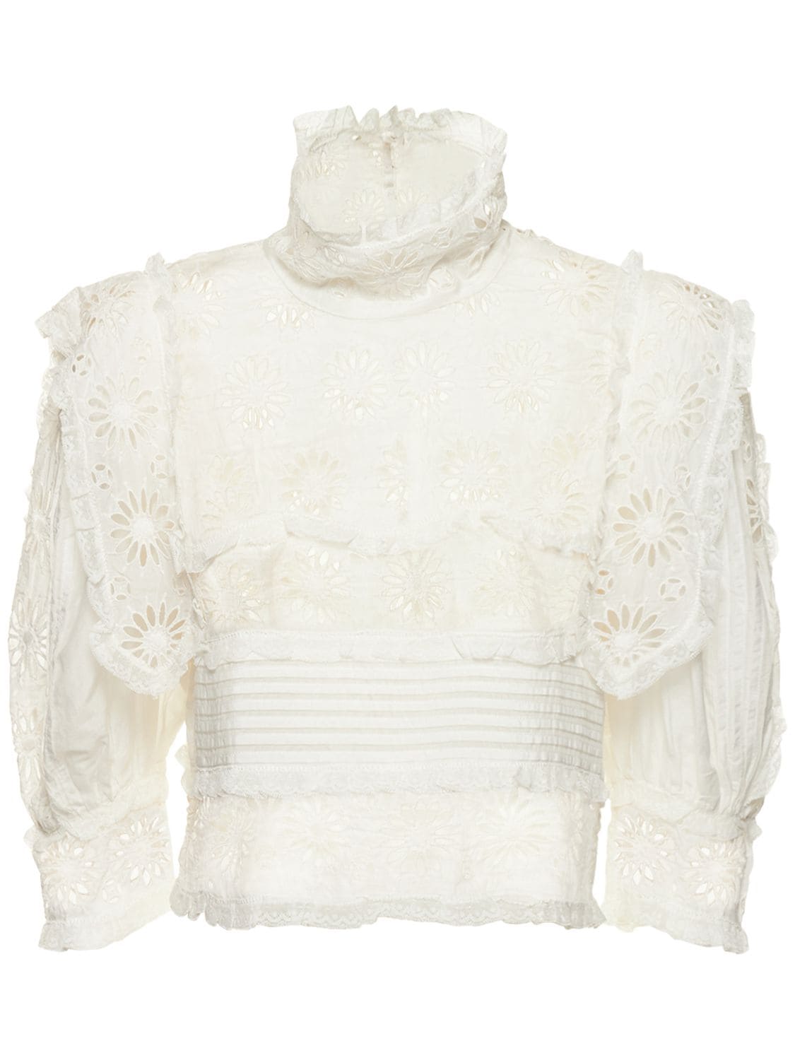 Isabel Marant Dayden Cropped Eyelet Blouse In White | ModeSens