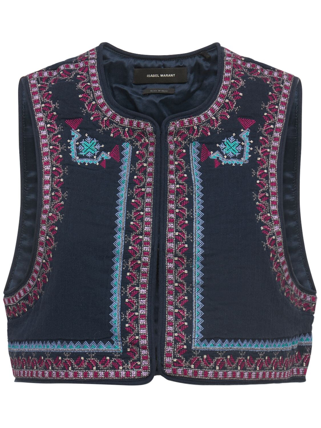 Isabel Marant - Cruz embroidered cotton vest - Navy/Multi | Luisaviaroma