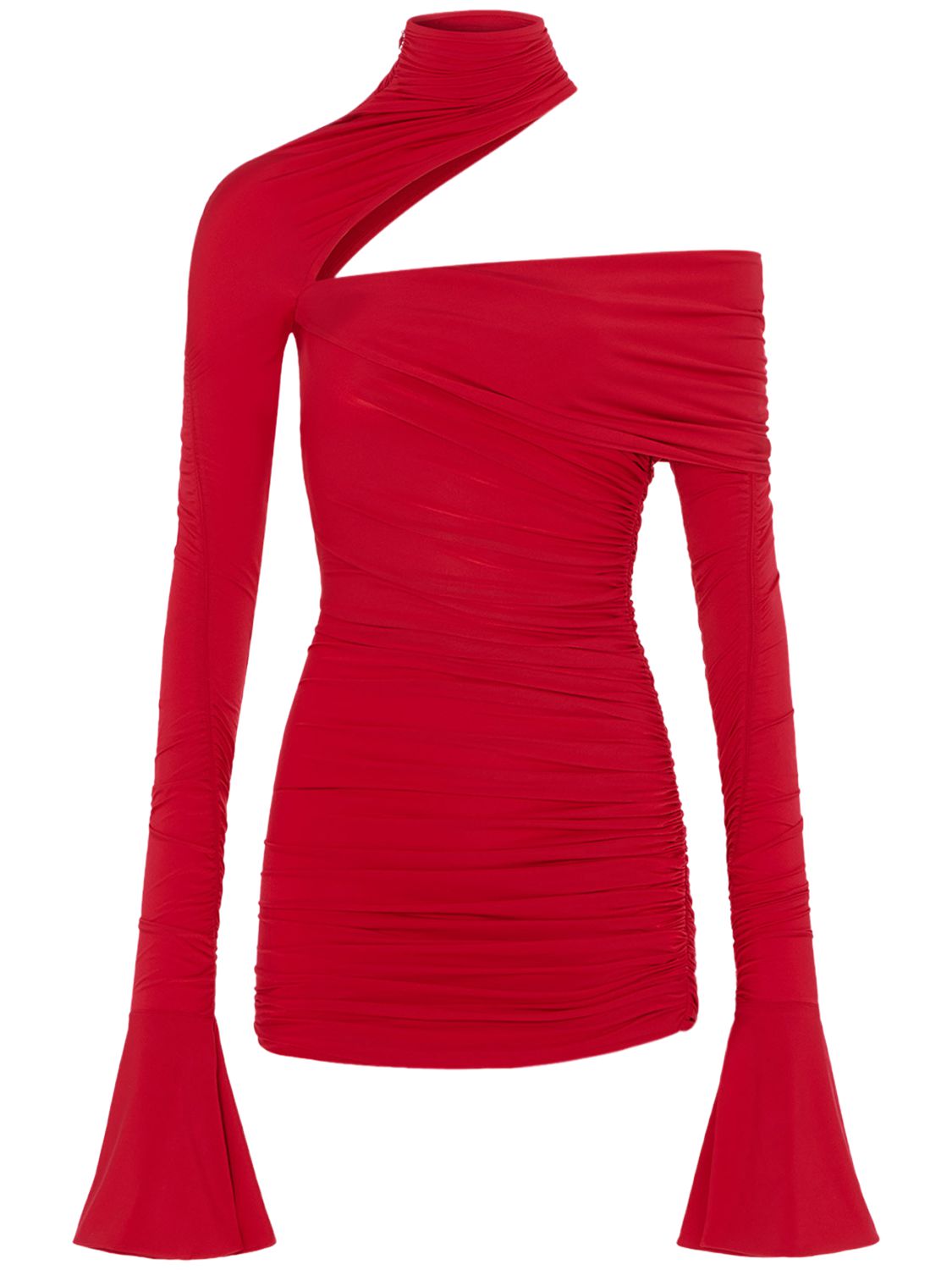Mugler Eco Light Jersey Turtleneck Dress In Red | ModeSens
