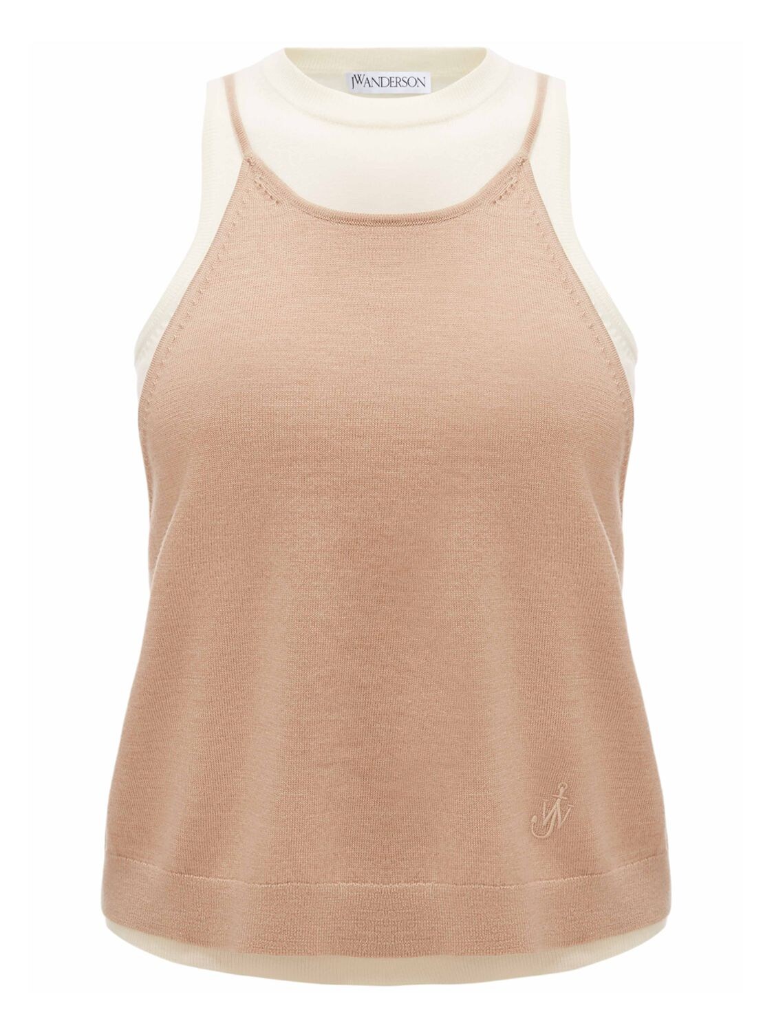 JW ANDERSON LAYERED TWO-IN-ONE WOOL KNIT TANK TOP