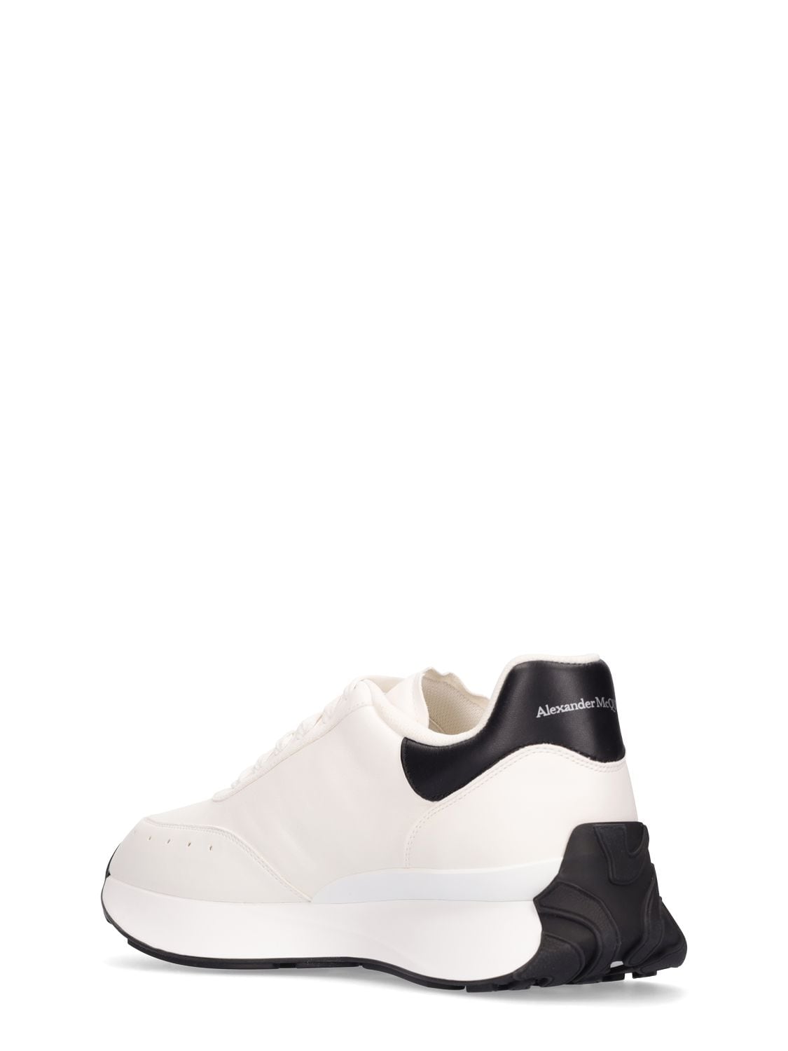 Shop Alexander Mcqueen Sprint Runner Leather Sneakers In White,black