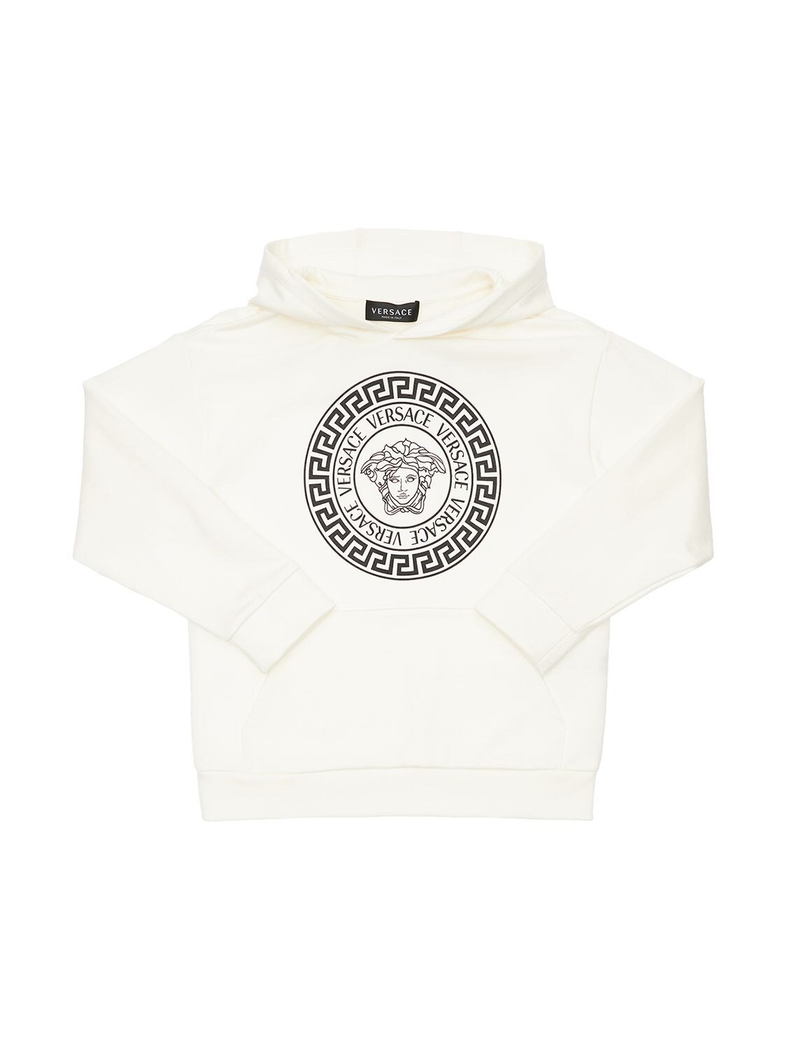 Versace Kids' Printed Cotton Sweatshirt Hoodie In Белый