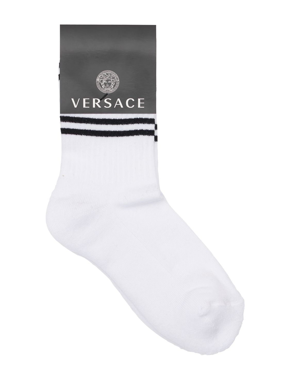 Versace - Logo intarsia cotton blend socks - White | Luisaviaroma