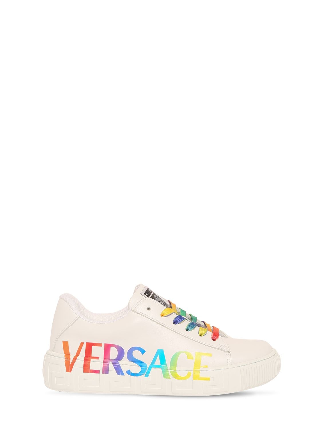 VERSACE LOGO PRINT LACE-UP LEATHER trainers