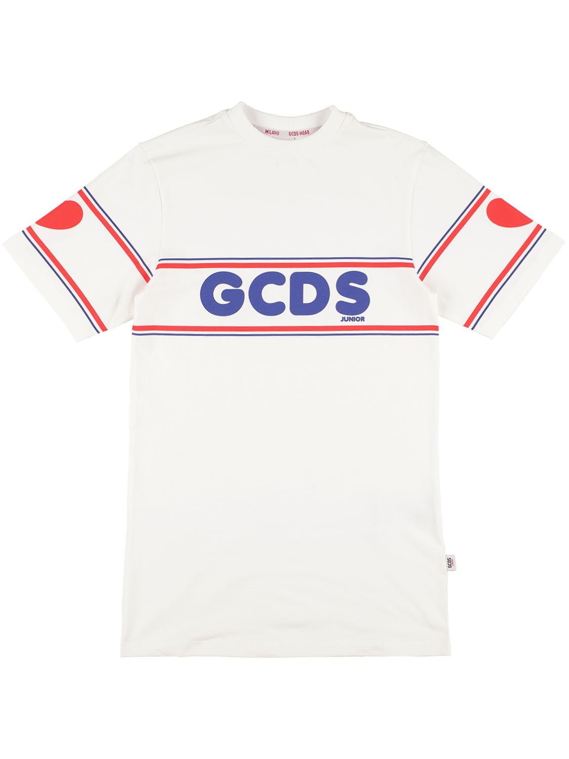 Gcds Kids' Logo Print Cotton Sweat Dress In White | ModeSens