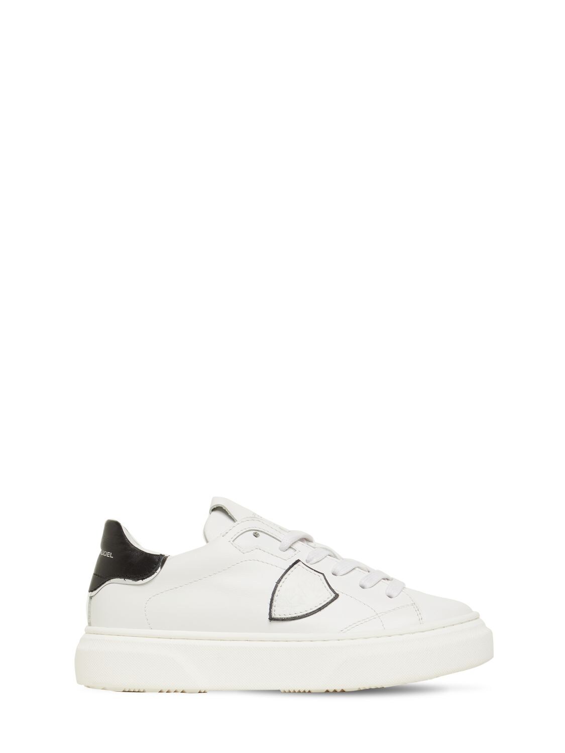 Philippe Model Kids' Temple Veau Lace-up Leather Sneakers In 白色 | ModeSens