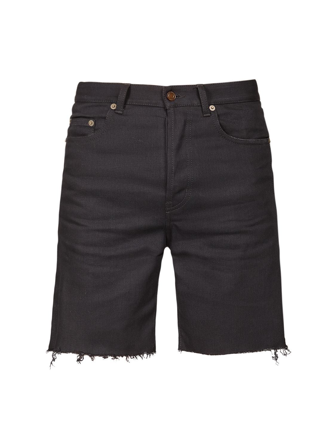 Saint Laurent - Shorts aus stretch-baumwolldenim - Used Black