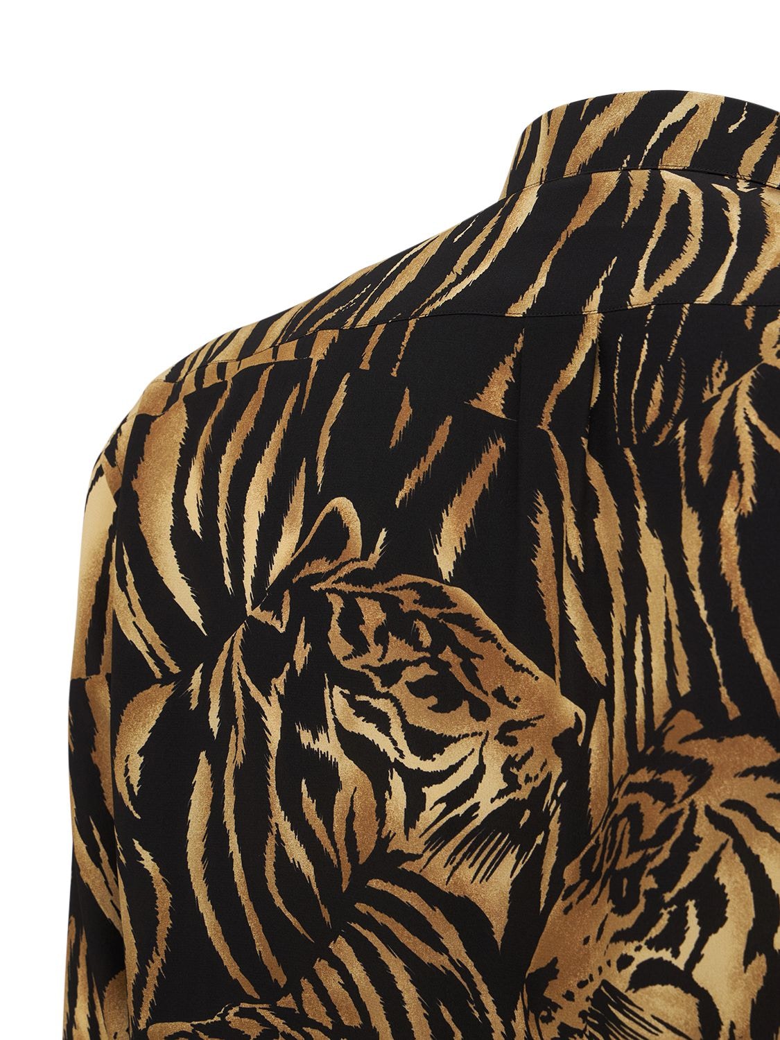 Saint Laurent Tiger-print Silk-crepe De Chine Shirt In Fauve