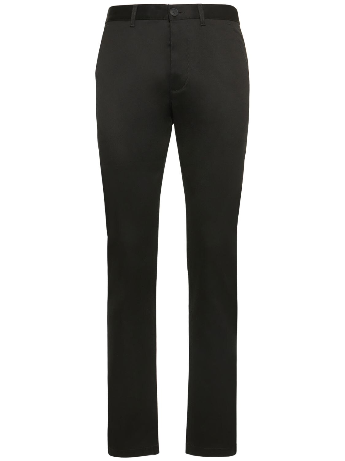 Saint Laurent Cotton Blend Chino Pants In Black