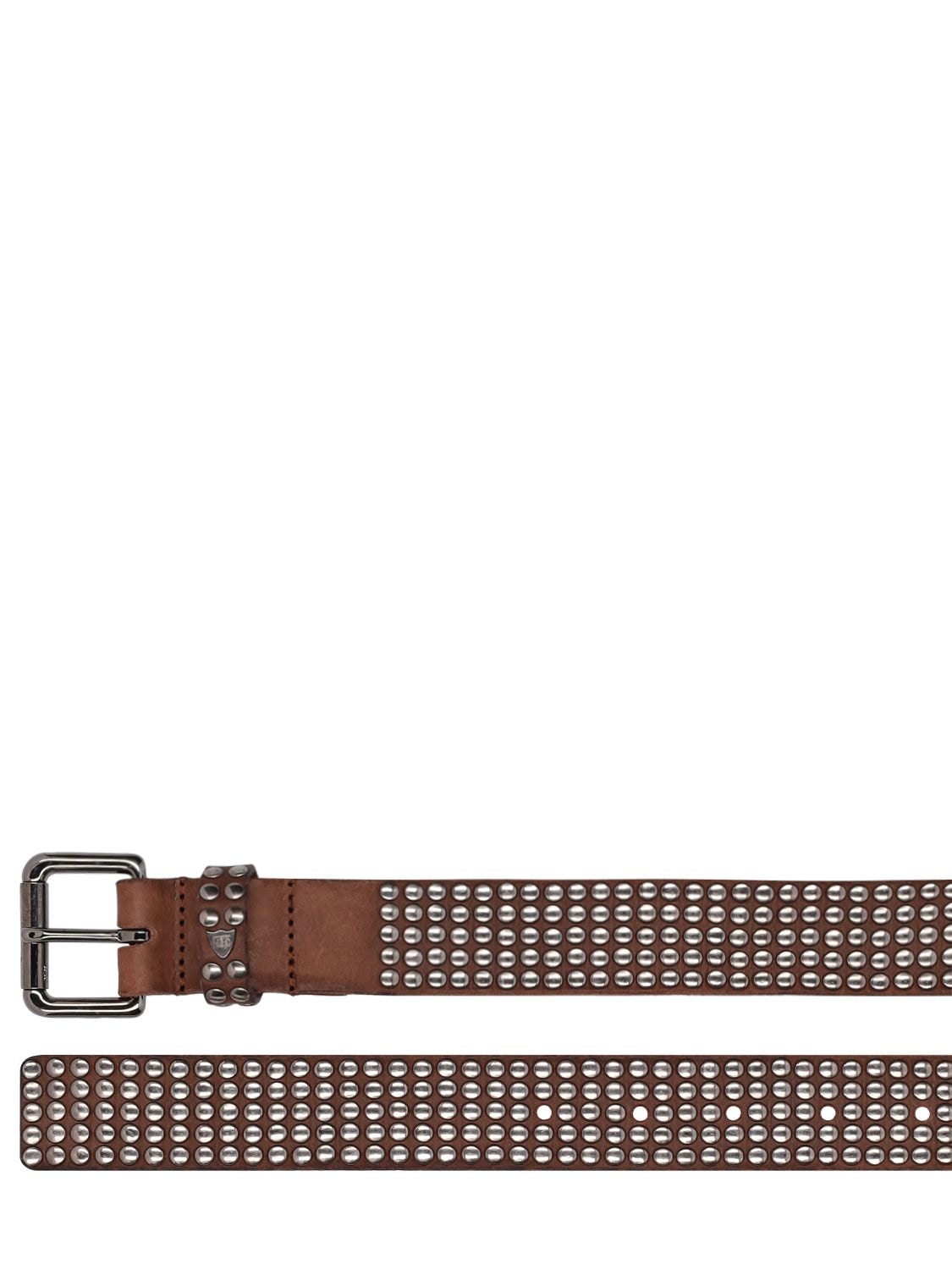 Shop Htc Los Angeles 3.5cm 5.000 Studs Leather Belt In Brown