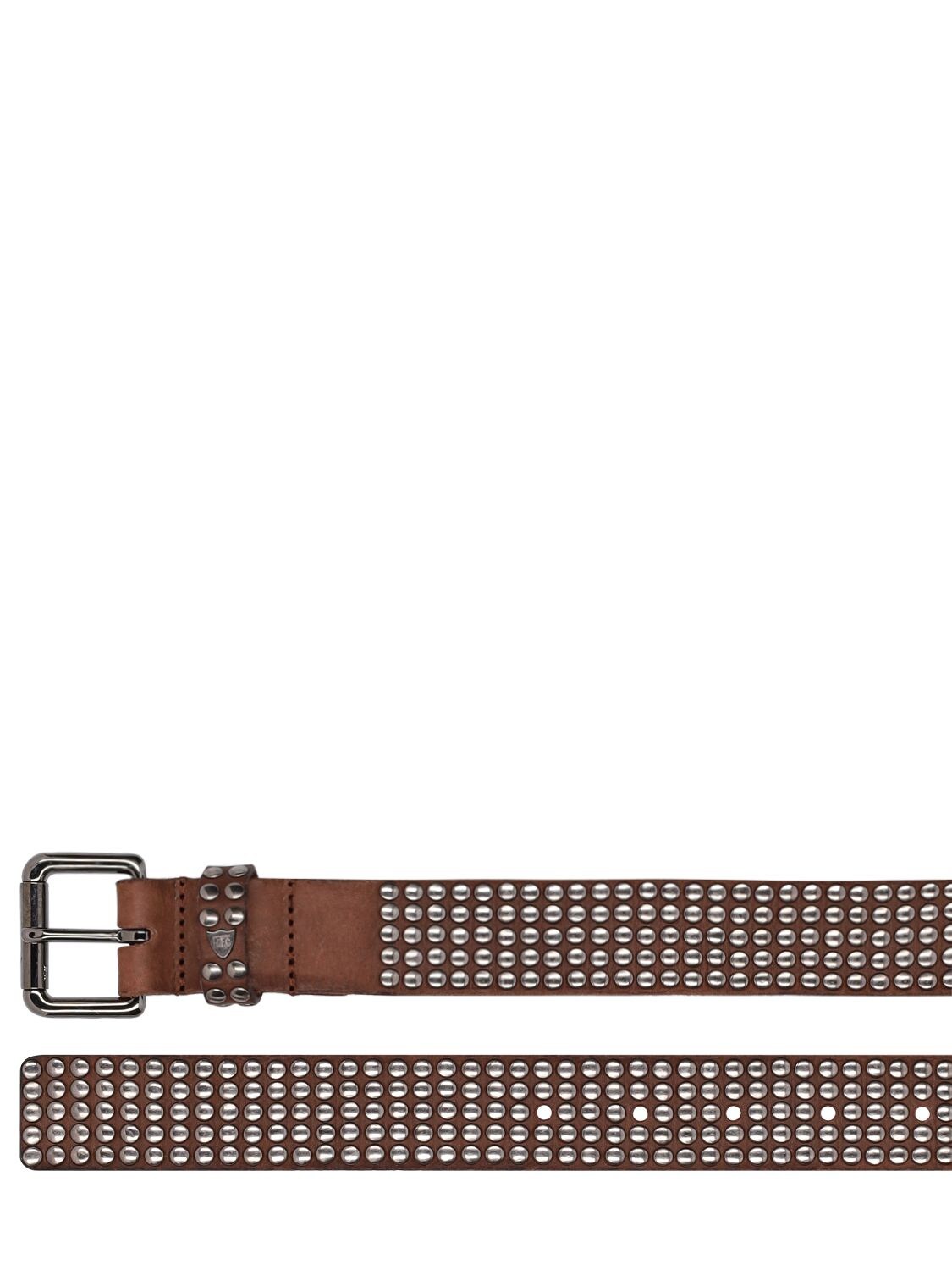 Shop Htc Los Angeles 3.5cm 5.000 Studs Leather Belt In Brown