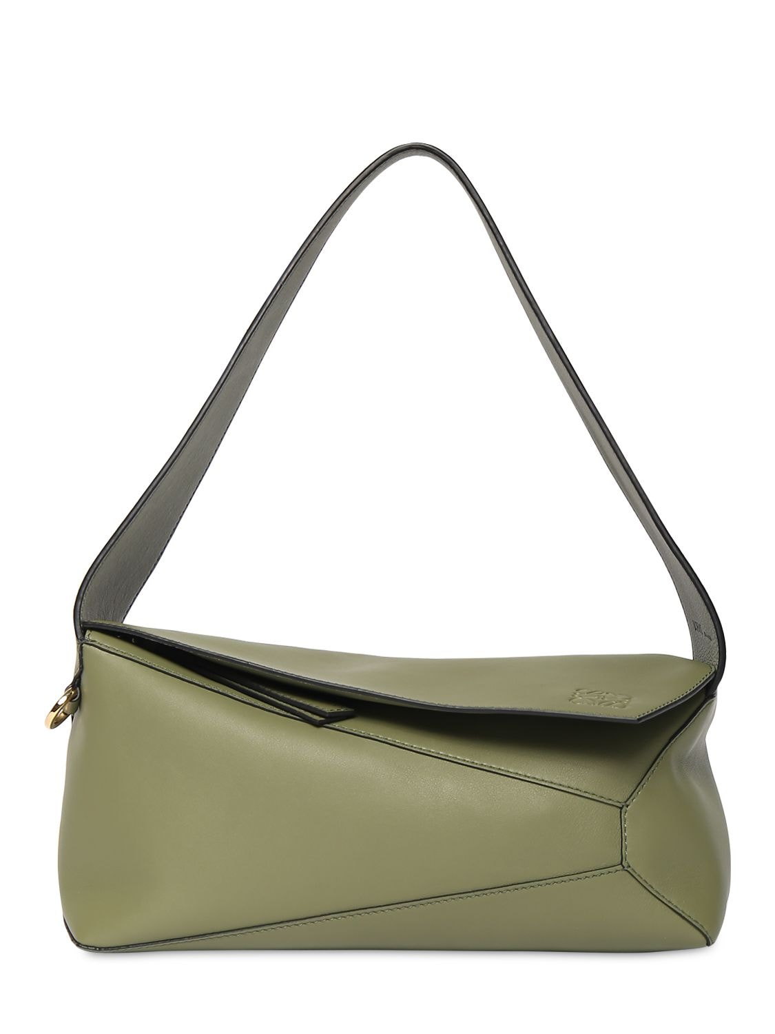 Loewe Puzzle Leather Hobo Shoulder Bag In Avocado Green