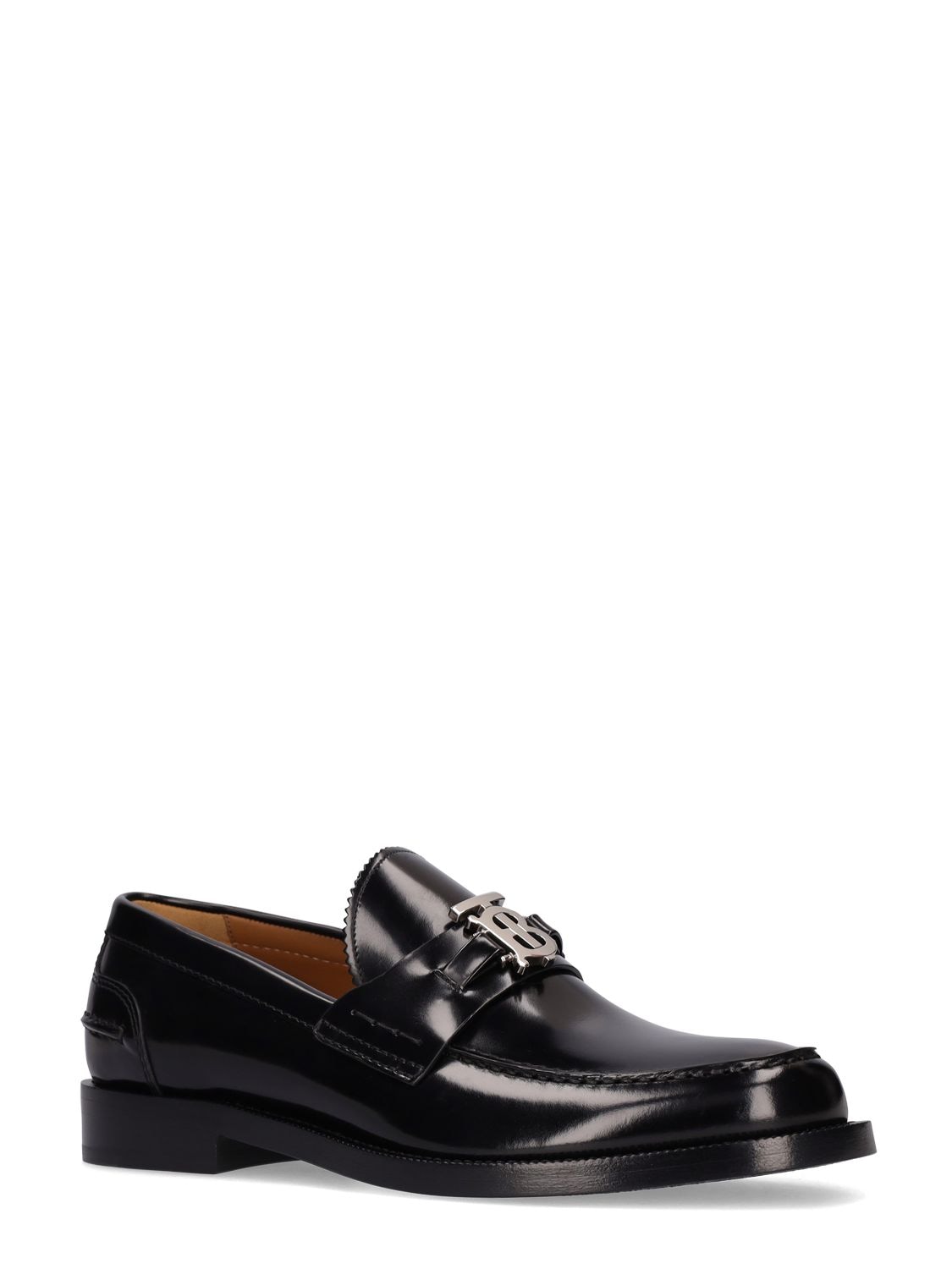 Burberry Fred Tb Metal Leather Loafers In Black | ModeSens
