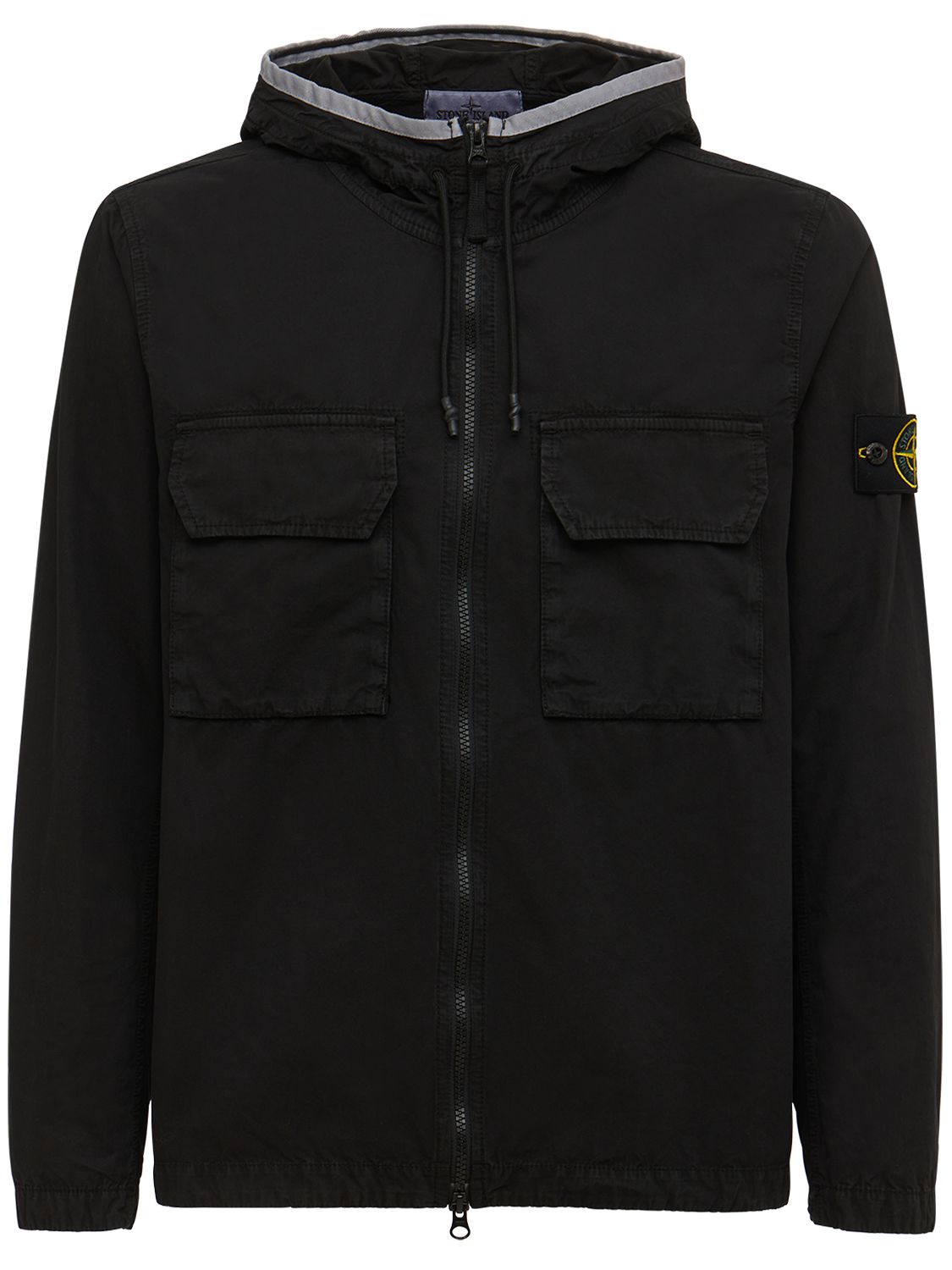 stone island canvas hooded overshirt