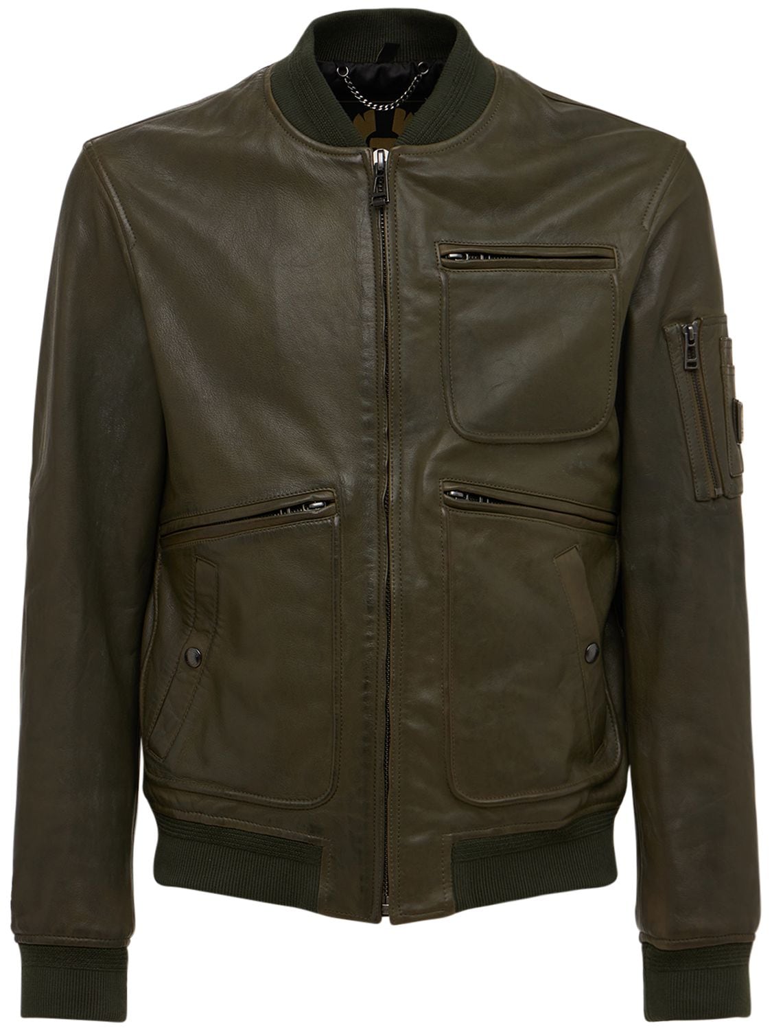 Belstaff Finsbury Leather Jacket In Dark Green | ModeSens