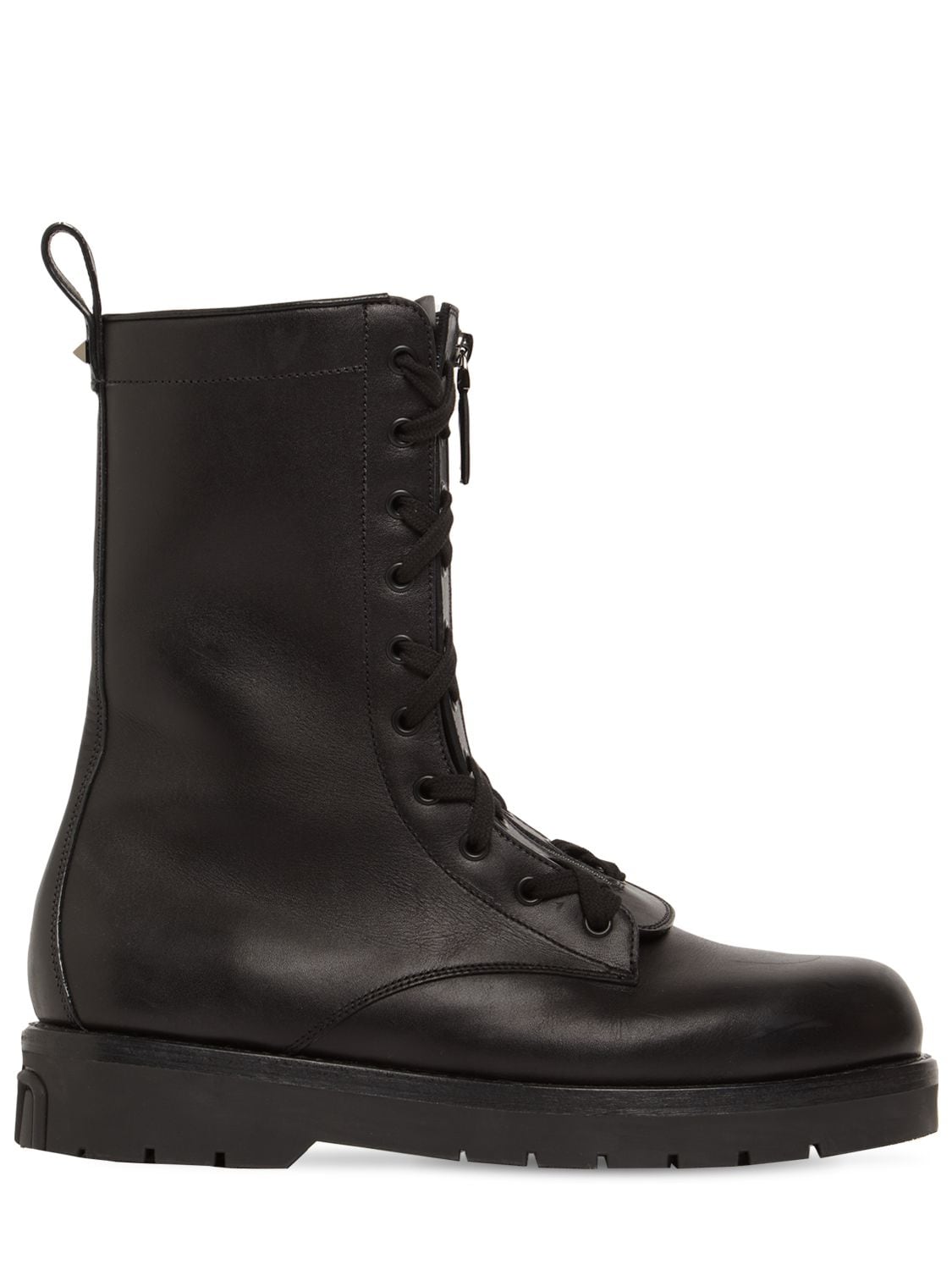 Valentino Garavani Men's Leather Zip Combat Boots In Black | ModeSens