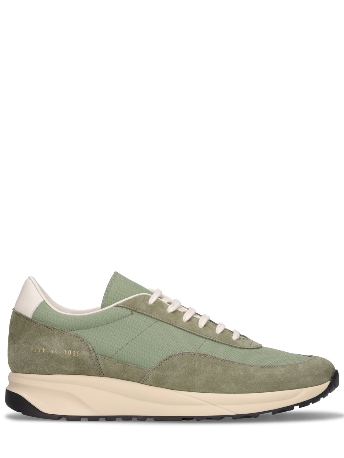 Common Projects Track 80 Suede & Nylon Low Sneakers In Green