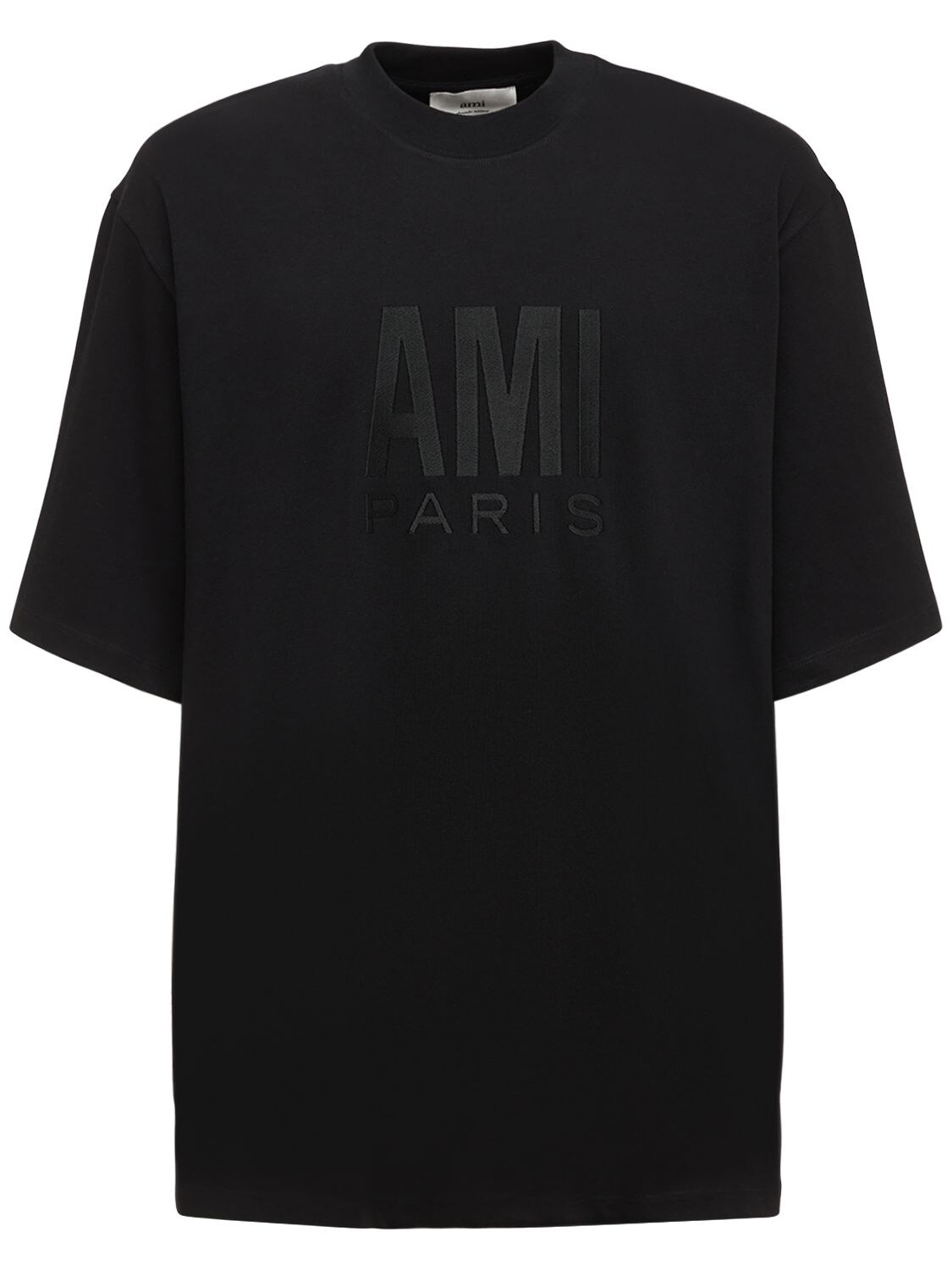 Ami Alexandre Mattiussi Logo Organic Cotton Jersey T-shirt In Black