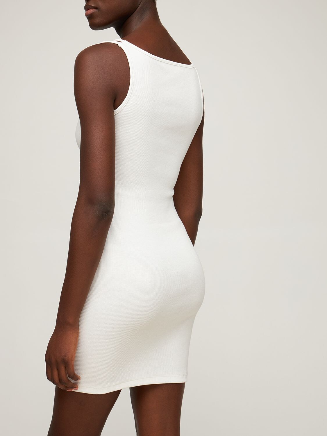 Off-white White Ribbed Basic Short Dress