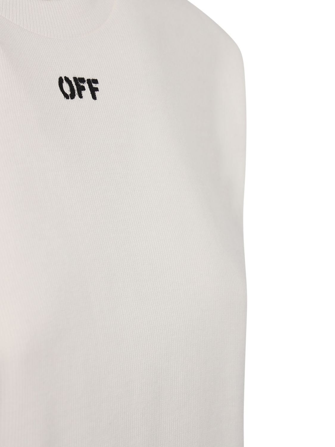 OFF-WHITE CROPPED LOGO PRINTED COTTON T-SHIRT 