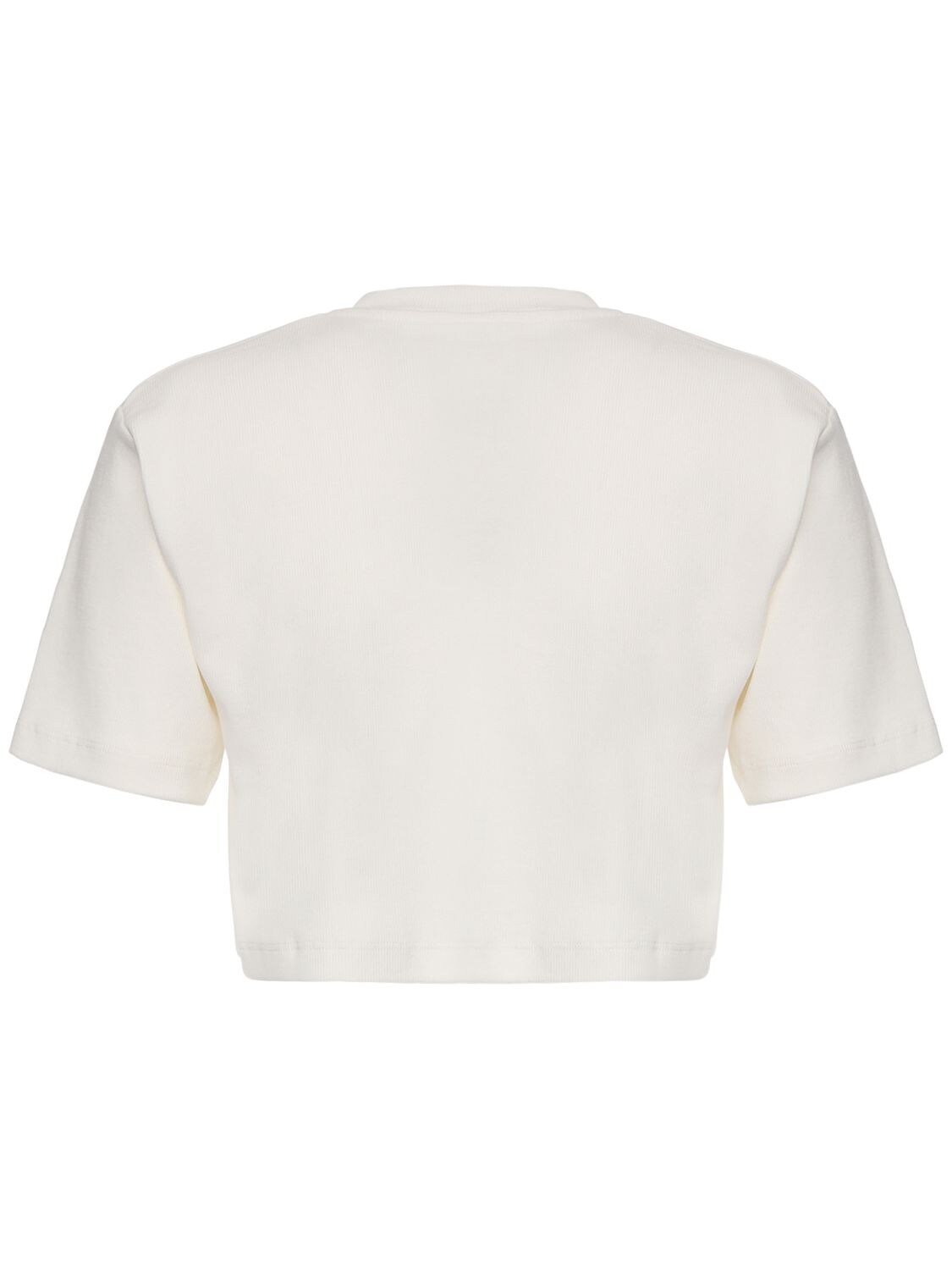 OFF-WHITE CROPPED LOGO PRINTED COTTON T-SHIRT 