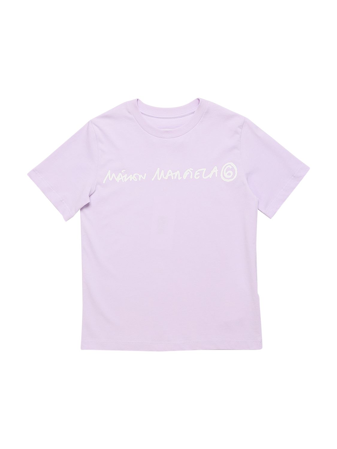 Mm6 Maison Margiela Kids' Logo Print Cotton Jersey T-shirt In Light Purple
