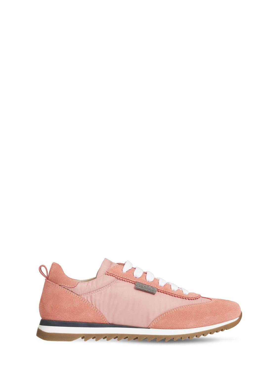 Nylon & Suede Lace-up Sneakers