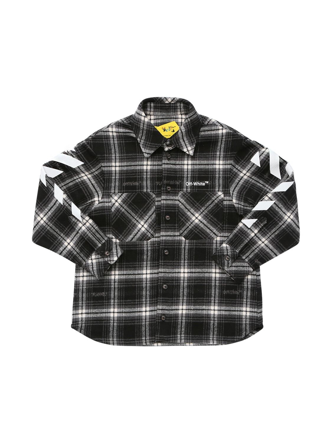 OFF-WHITE CHECK COTTON BLEND FLANNEL SHIRT