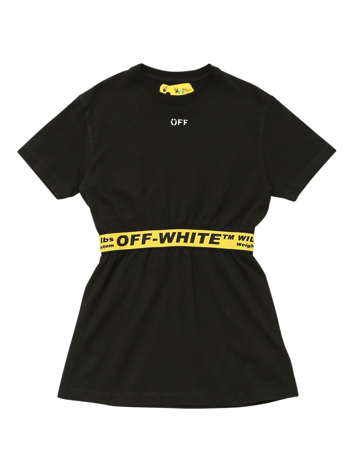 OFF-WHITE COTTON JERSEY DRESS W/ LOGO TAPE