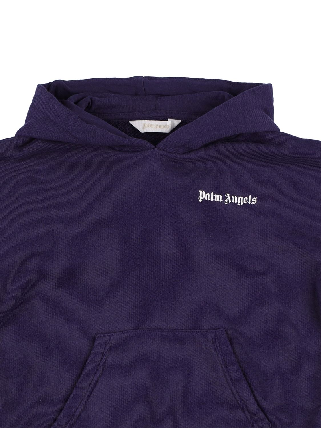 Shop Palm Angels Logo Cotton Sweatshirt Hoodie In Navy