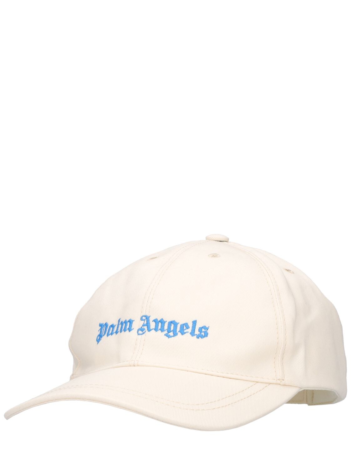 Shop Palm Angels Logo Cotton Gabardine Baseball Cap In White