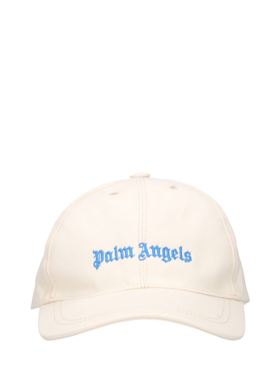 Shop Palm Angels Logo Cotton Gabardine Baseball Cap In White