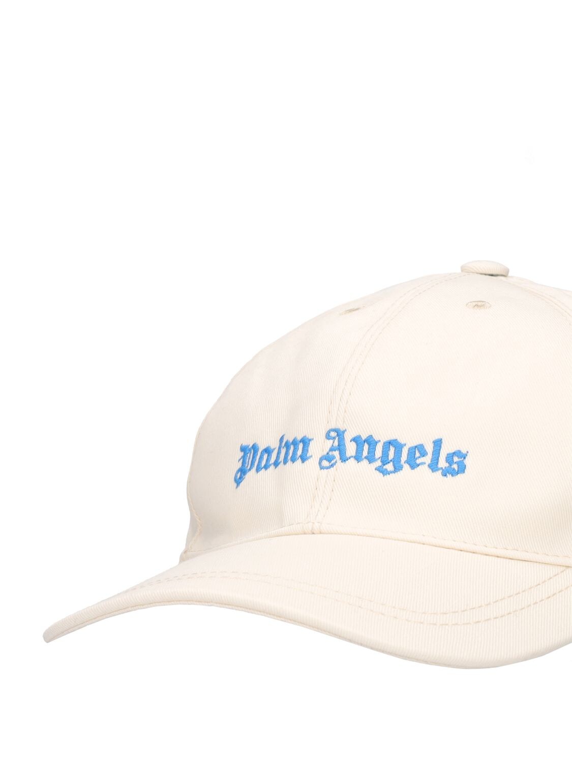 Shop Palm Angels Logo Cotton Gabardine Baseball Cap In White