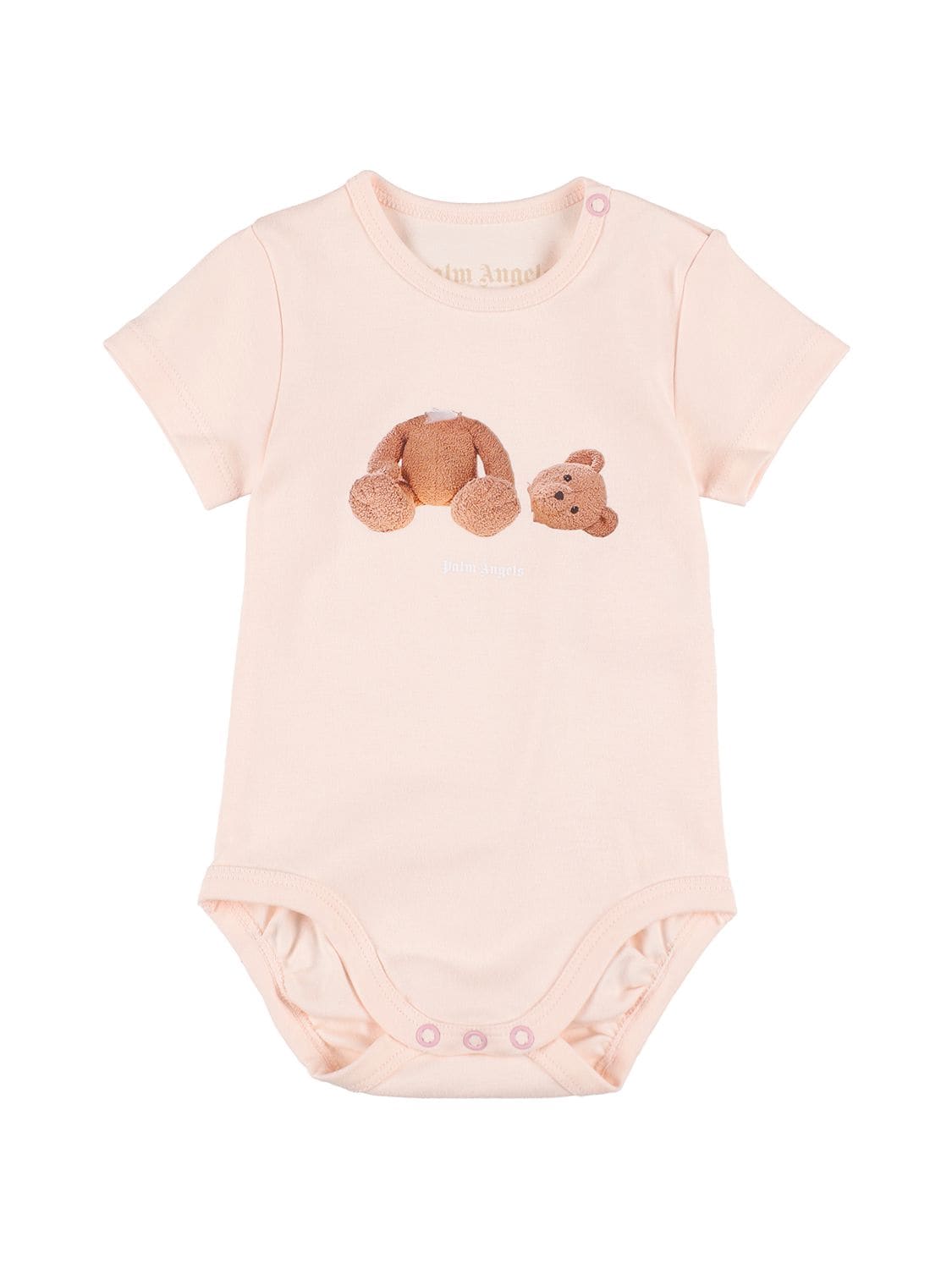 Shop Palm Angels Set Of 2 Bear Print Cotton Bodysuits In White,pink