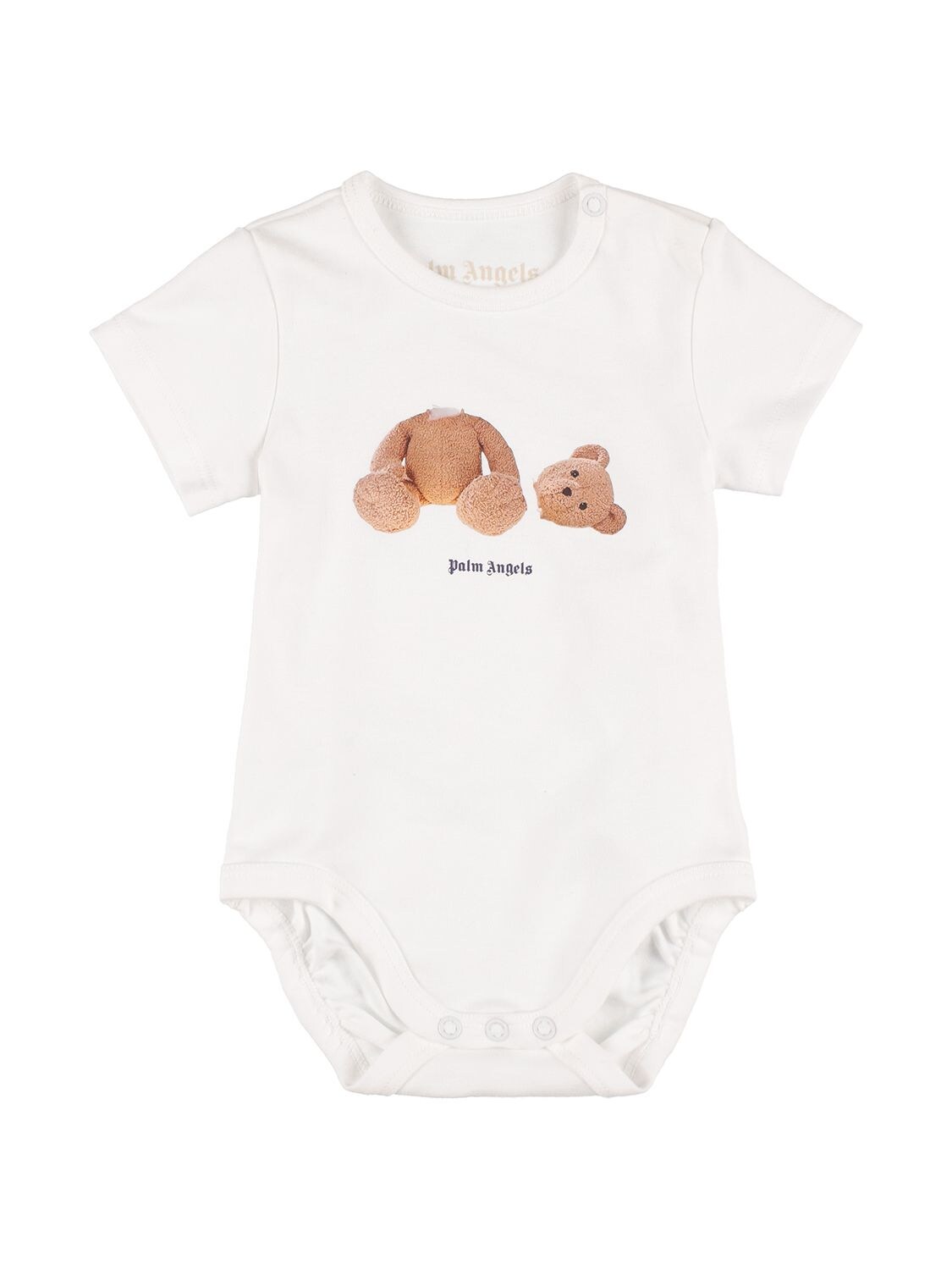 Shop Palm Angels Set Of 2 Bear Print Cotton Bodysuits In White,pink