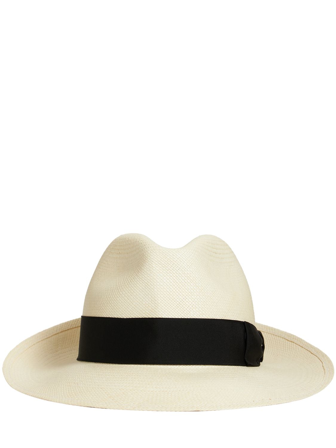 Borsalino Amedeo Wide Brim Straw Panama Hat In White,black