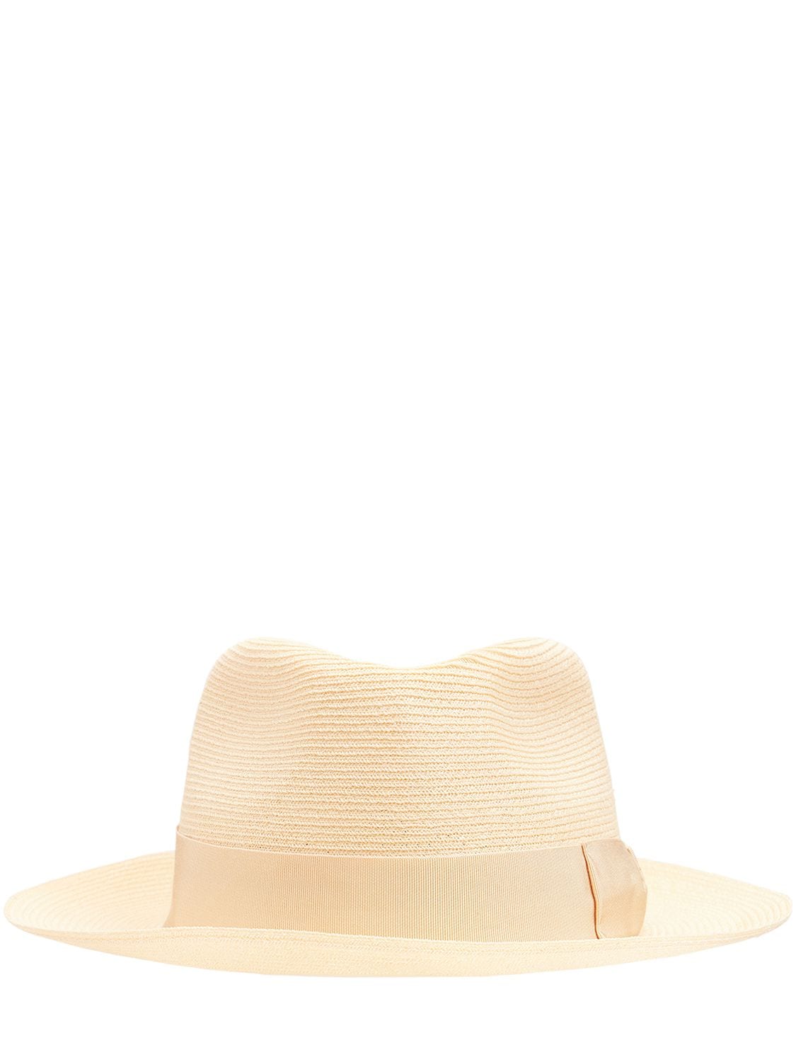 Borsalino Amedeo Wide Brim Straw Panama Hat In 화이트,브라운