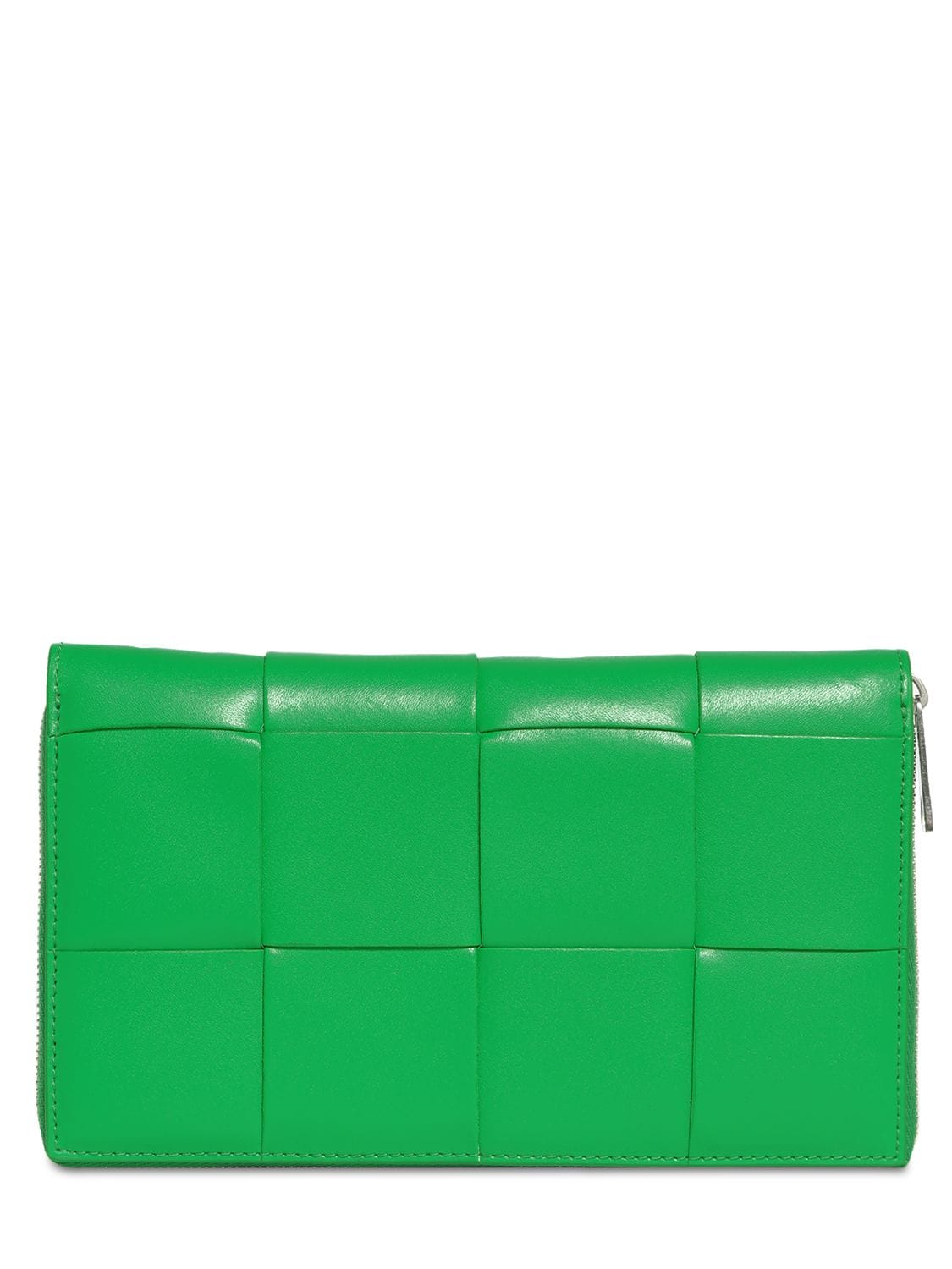 Bottega Veneta Maxi Intreccio Leather Zip Around Wallet In Parakeet