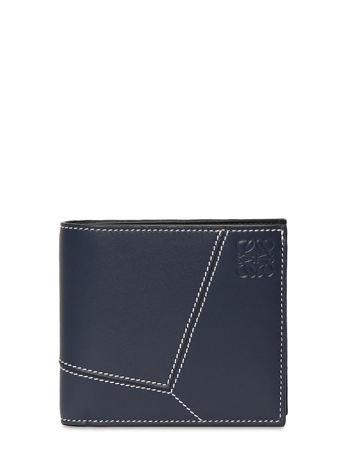 Loewe Puzzle Leather Bifold Wallet In Ocean Blue