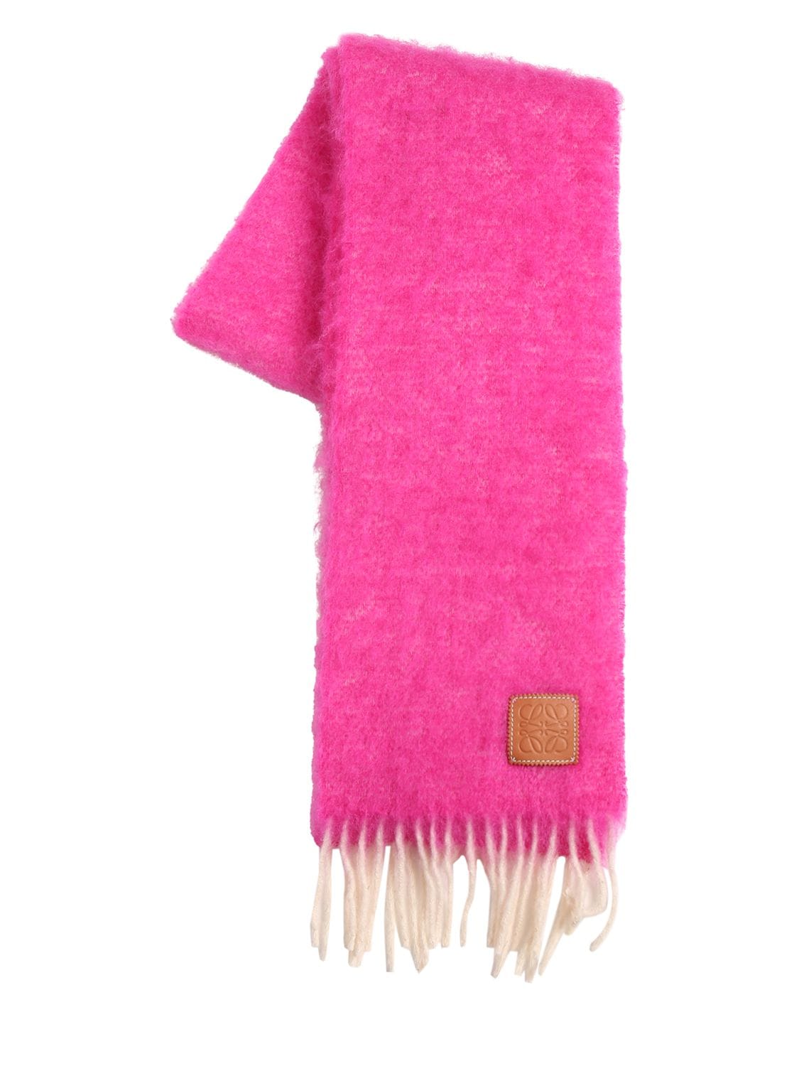 Loewe Anagram Mohair & Wool Scarf In Shocking Pink
