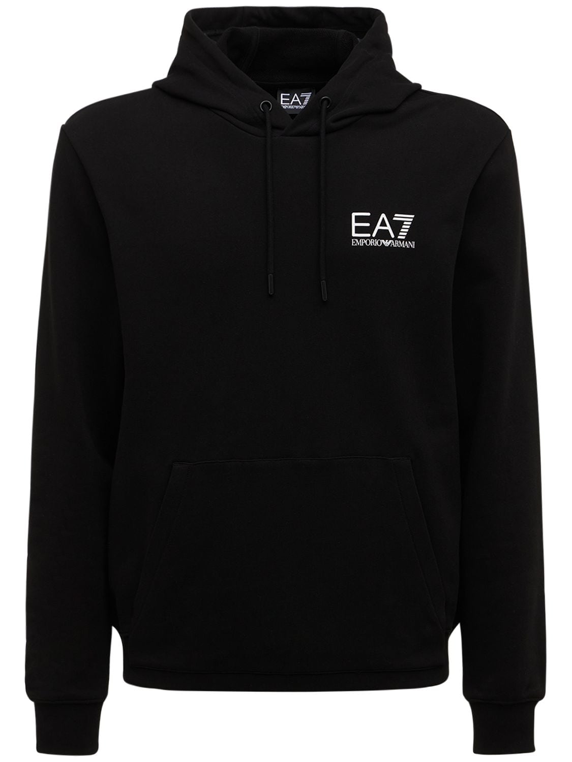Ea7 Emporio Armani - Graphic series printed cotton hoodie - Black/White ...