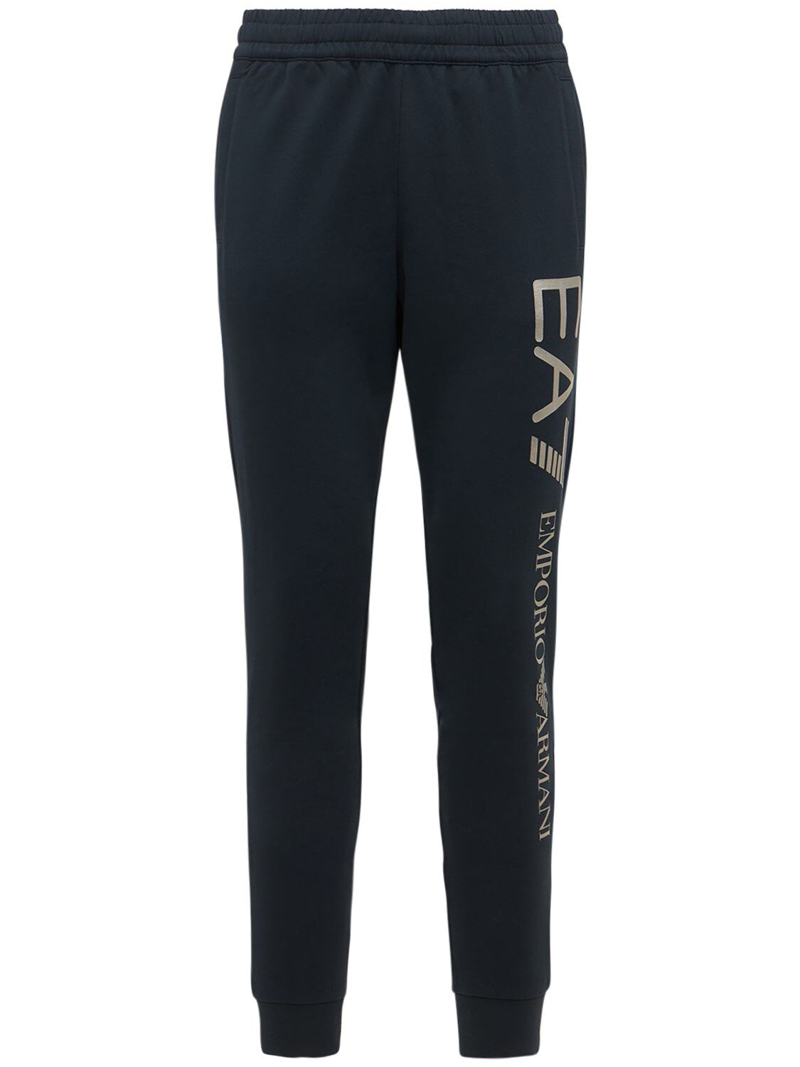 Ea7 Emporio Armani - Logo series slim cotton sweatpants - Blue/Silver ...